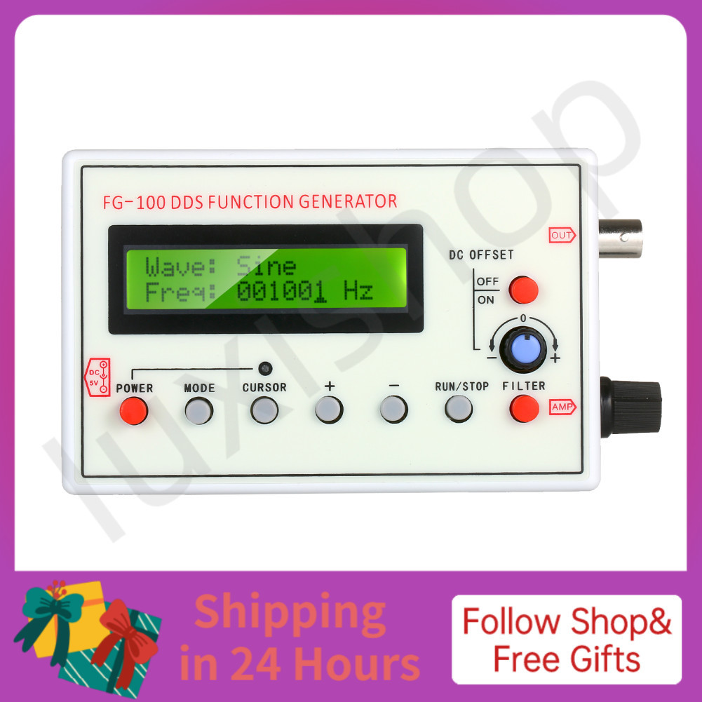 iuxishop 1HZ-500KHZ FG-100 DDS Máy phát tín hiệu chức năng Tam giác sin Răng cưa vuông ECG Tiếng ồn 