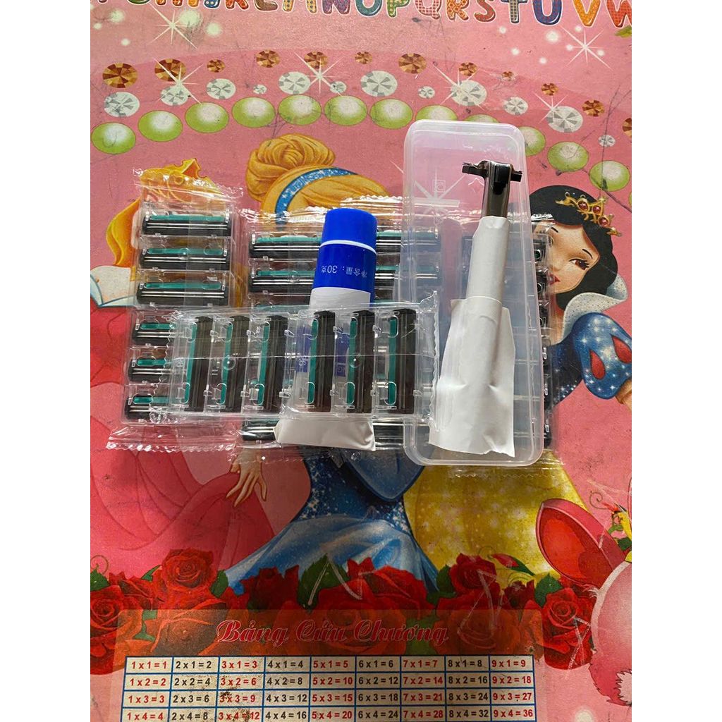 Dao Cạo 36+72 luoi Dao Cạo Râu + 2 Cán Dao Tặng 2 Lọ Gel Làm Mềm Râu và Hộp Nhựa đựnġ Cán [..QUANG/T
