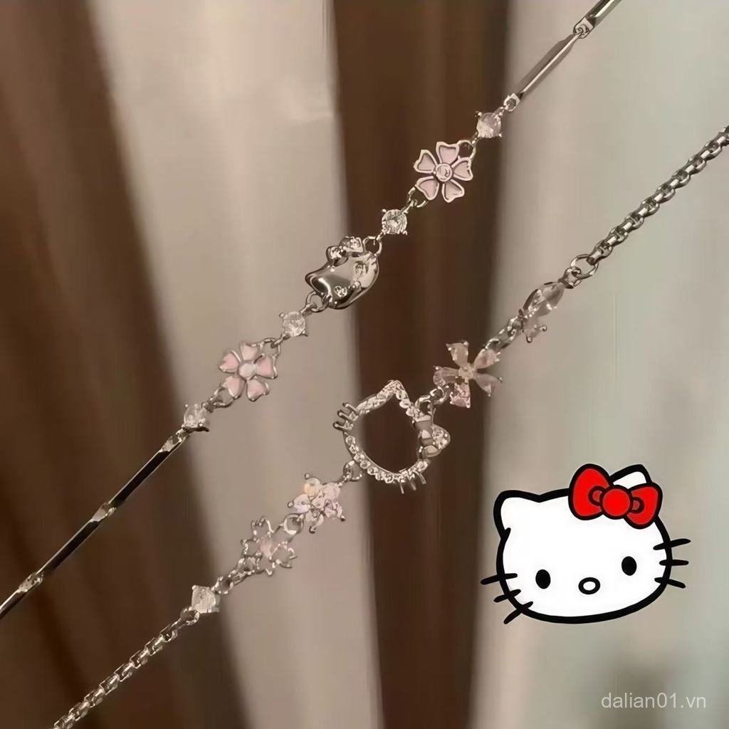 Khuôn Viên Hello Kitty Hello Kitty Hoa Anh Đào Vòng Tay Ngọt Niche Đào Hoa Vòng Tay Bạn Gái Miễn Phí