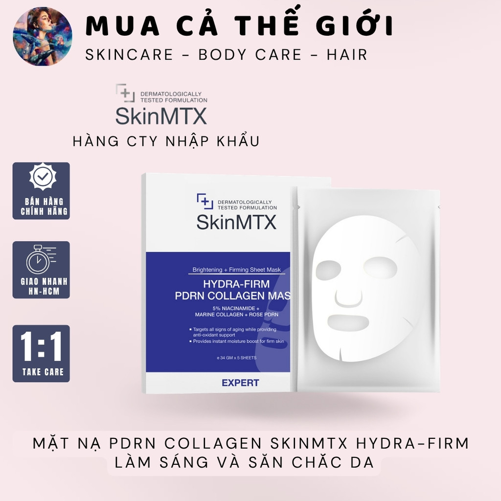[HÀNG CÔNG TY] Mặt nạ PDRN Collagen SkinMTX Hydra-Firm PDRN Collagen Mask giúp làm sáng và săn chắc da - Lẻ 1 miếng