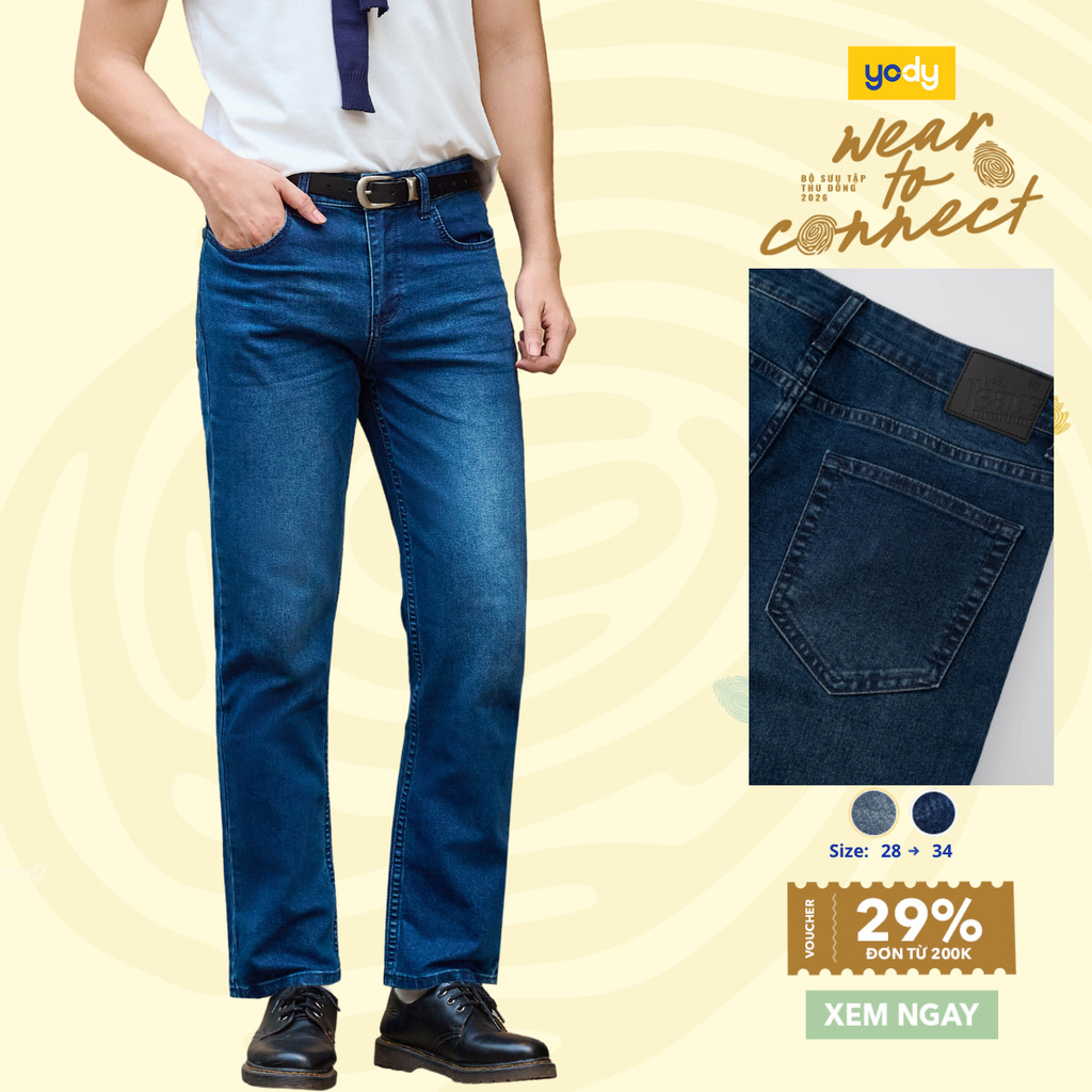 Quần Jeans Nam YODY Demin Co giãn, Dáng Regular Can Túi TRA - MCJE26A019