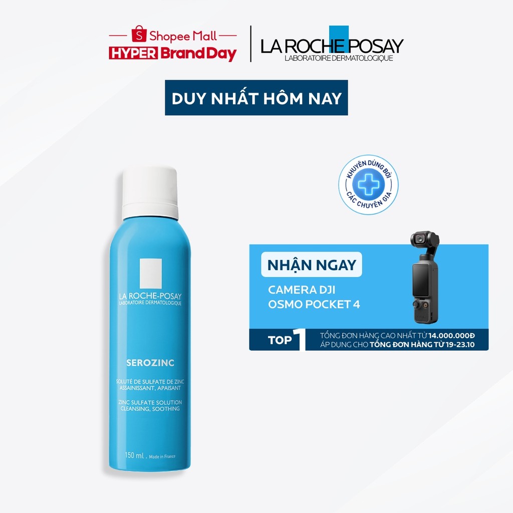 Xịt khoáng giúp làm sạch & làm dịu cho da dầu mụn La Roche Posay Serozinc 150ML
