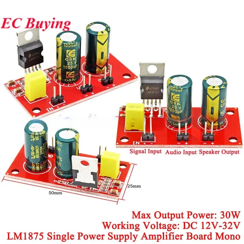 1-5 Chiếc LM1875 30W Mono Âm Thanh Bảng Khuếch Đại Công Suất DC 12V-32V 24V Kênh Đơn Cấp Nguồn Ban L