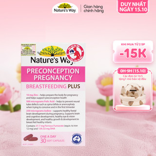Viên Uống Bổ Sung Vitamin Tổng Hợp Cho Bà Bầu Nature's Way PreConception Pregnancy Breastfeeding Plus – Hộp 30 Viên
