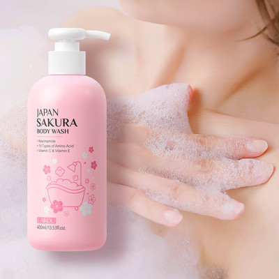 Sữa tắm LAIKOU NHẬT BẢN Sakura chứa Niacinamide & 15 axit amin | Để làm sáng da, mịn màng và dưỡng ẩm | Vitamin C & E