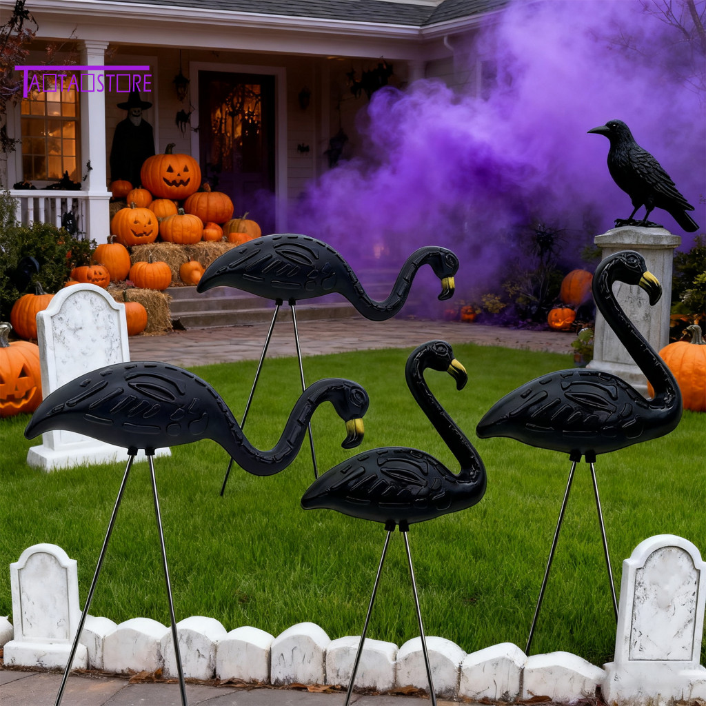 Skull Flamingo Trang trí Halloween Flamingo Skeleton Decor 2 chiếc Glow-in-the-sối Flamingo Garden C