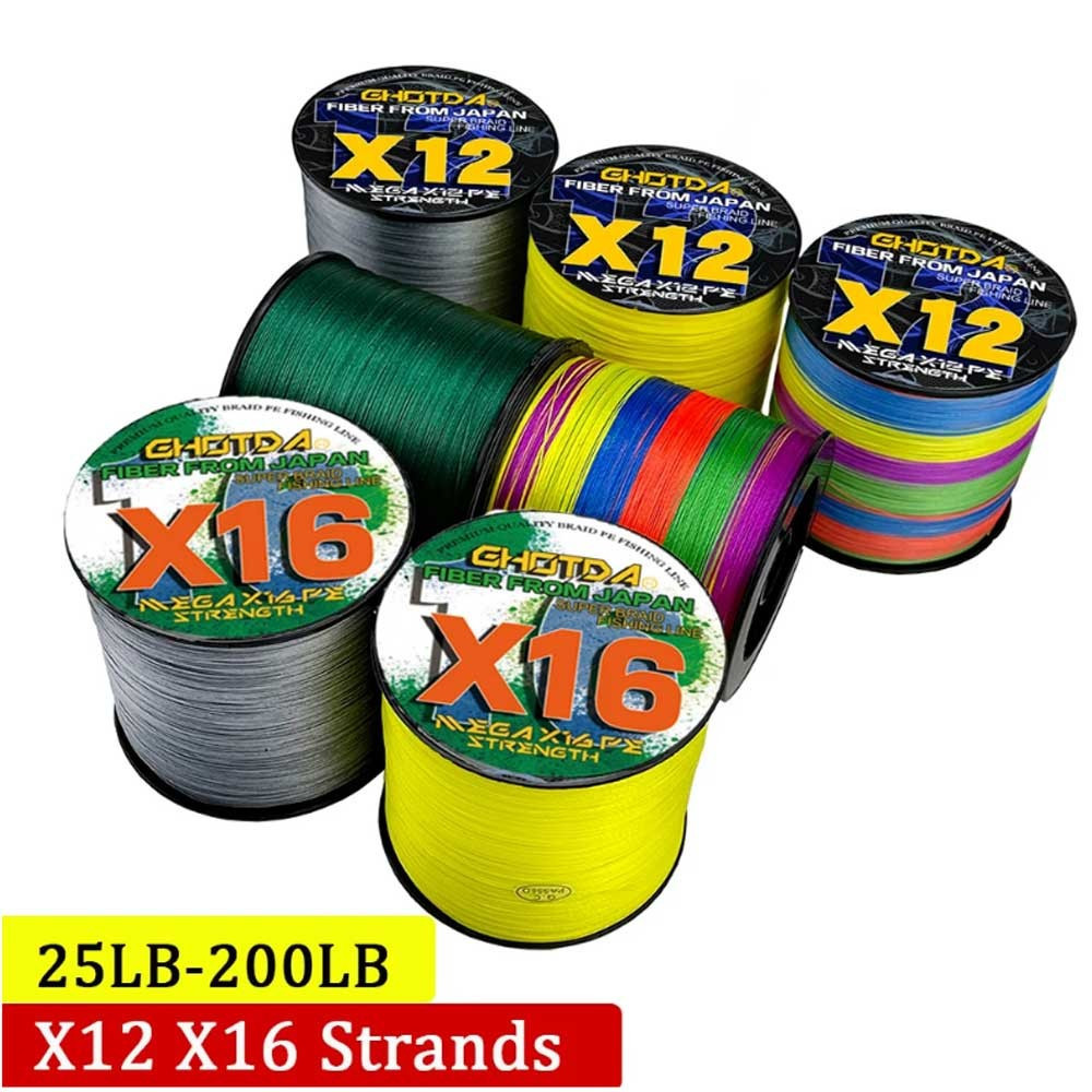 Dây chuyền đúc PE đa màu sắc 16 sợi từ 25 đến 200LB, phù hợp cho mồi câu cá biển