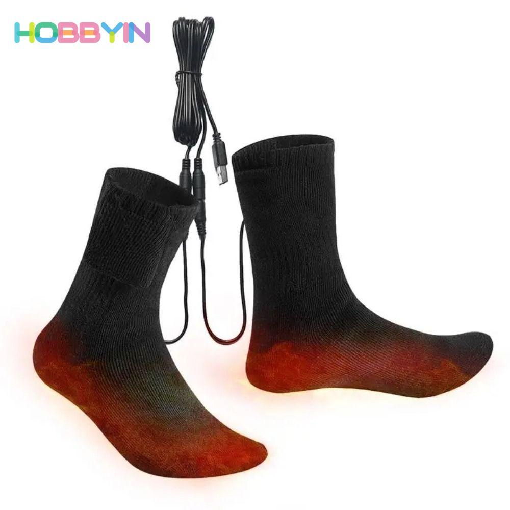 Tất ấm điện Hobb Yin, sưởi ấm nhanh qua cổng USB, làm từ cotton mềm mại, phù hợp cho mùa đông và vận