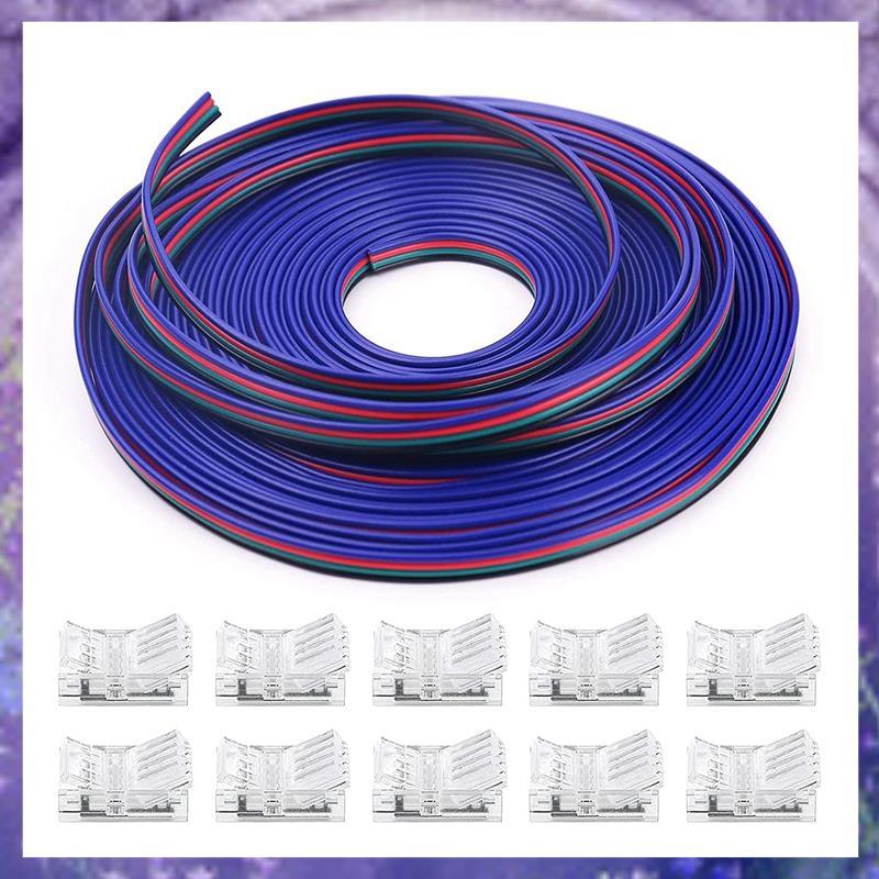 [r3jylk02.vn] 1 Bộ Dây LED RGB 16.4Ft 4Pin Dây RGB có đầu nối dải LED Nhựa cho dải LED RGB 3528 5050