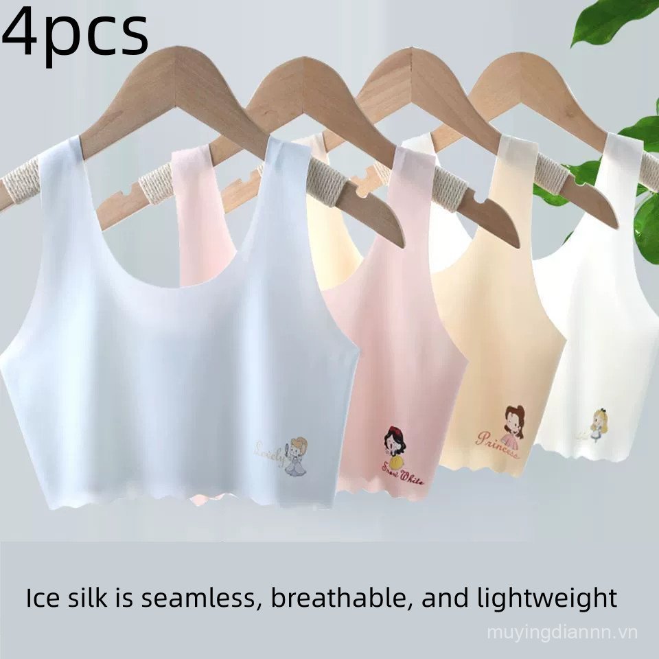 （4pcs） Áo Lót Cho Bé Từ 20-52kg, Áo Ngực Bé Gái Chất Su Lạnh Mềm Mát Có Lót Mỏng ，20-52kg婴儿内衣，带薄衬里的冷