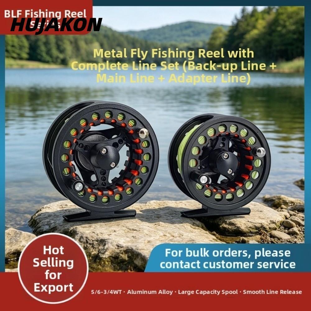 HUJAKON Fly Fishing Reel, Backing Leader Large Arbor Fly Reel Combo, Smooth 3 / 4 5 / 6 WT WF Nổi Fl