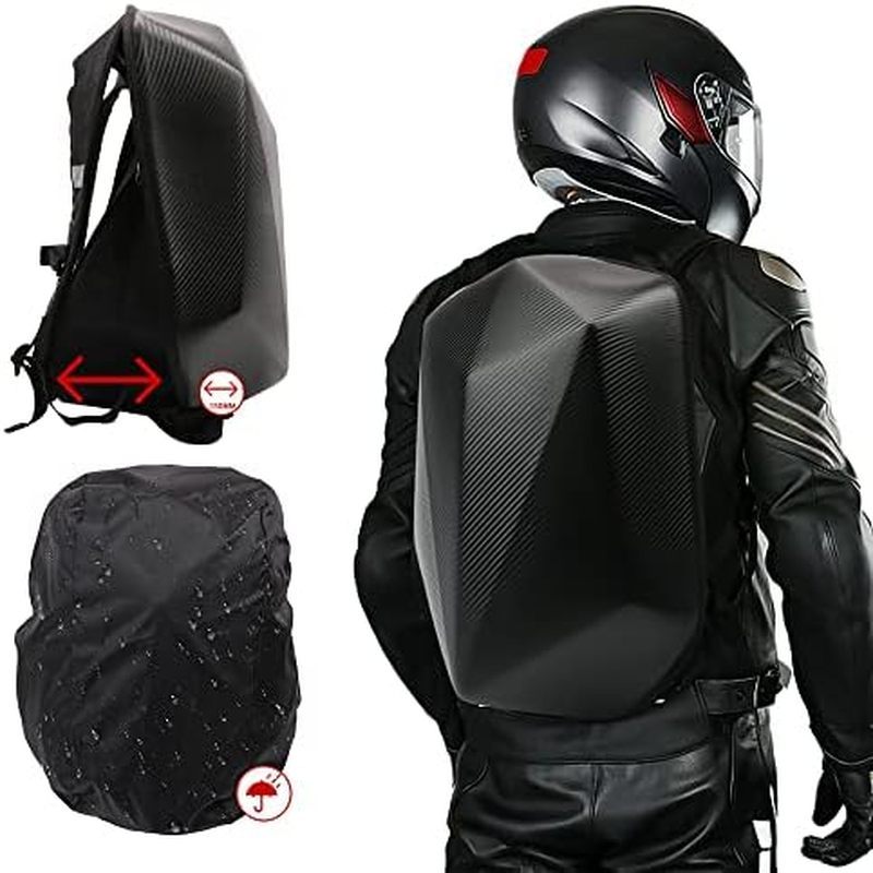 JFG RACING Ba lô xe máy, Ba lô mũ bảo hiểm chống nước họa tiết bằng sợi Carbon 30L dành cho nam Túi 