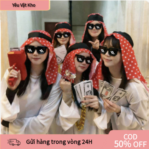 [COD] Bộ đồ đại gia Dubai 3 món, full set, áo vest + kính + dây chuyền