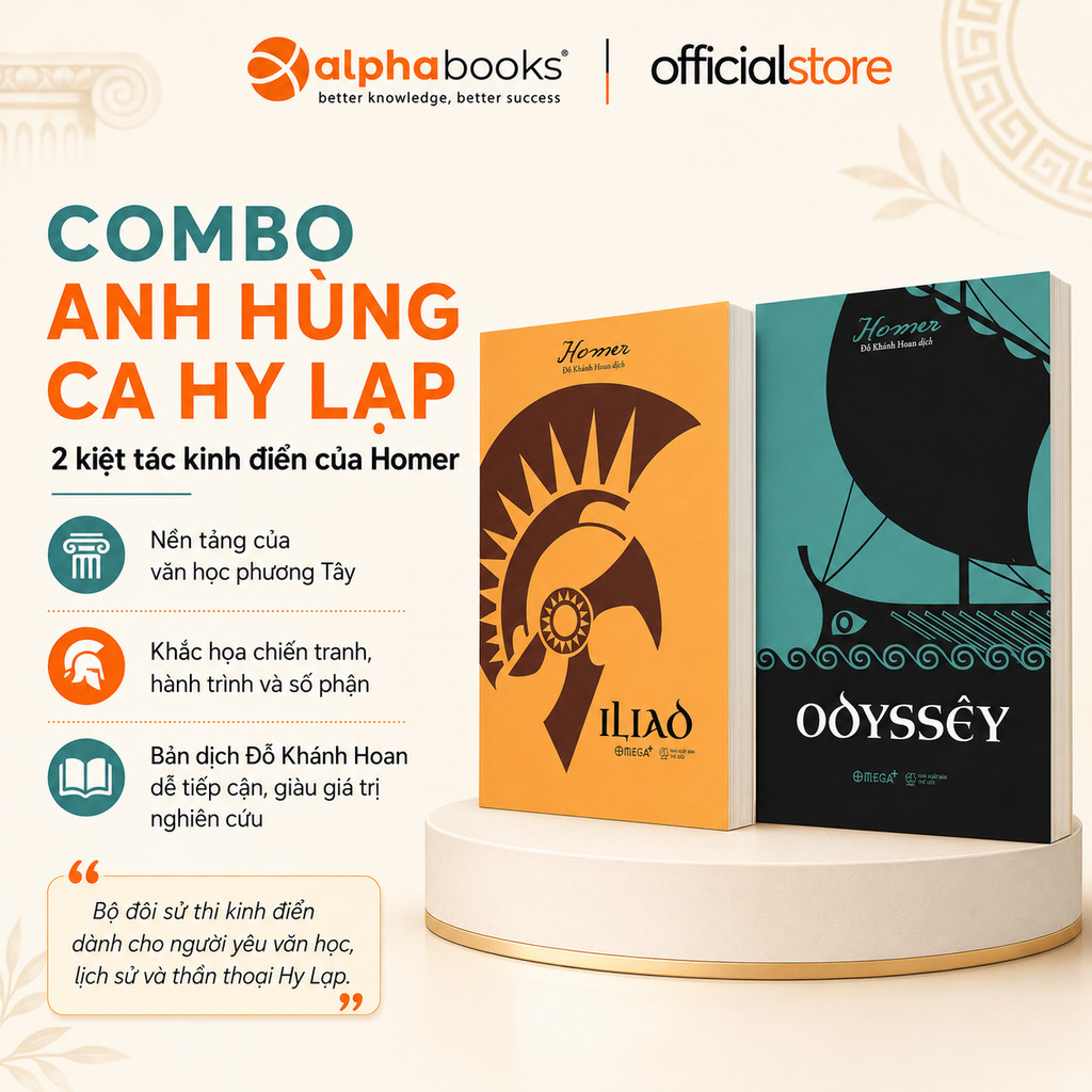 Sách - Lẻ/combo - Sử Thi Hào Hùng Của Người Hy Lạp: Iliad + Odyssêy - Homer (Omega Plus)