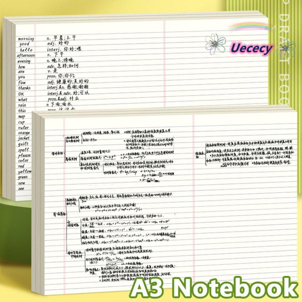 Giấy dự thảo UECECY 50 tờ, Học sinh viết kế hoạch tư duy A3 Notebook, Đơn giản A3 Notepad có thể xé 