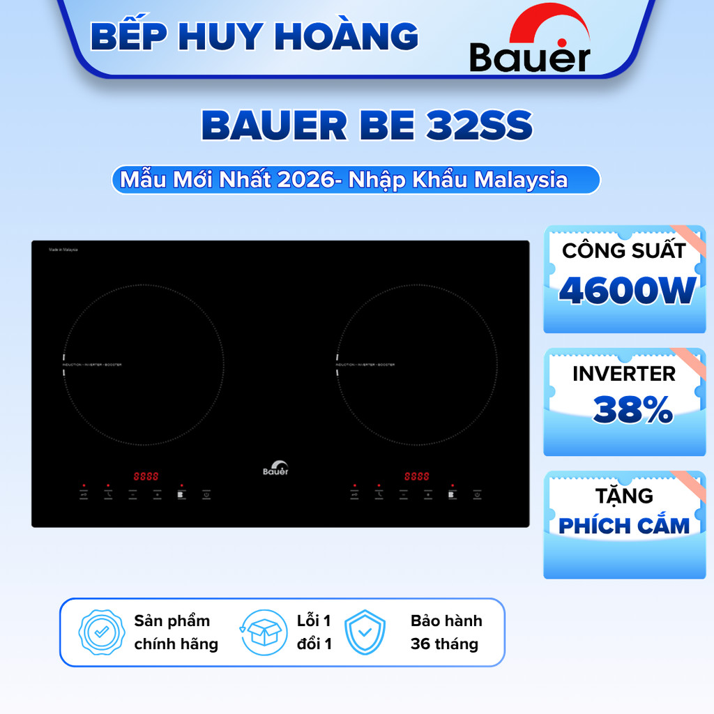 Bếp từ Bauer BE 32SS Bếp điện từ âm Inverter tiết kiệm điện, Nhập khẩu Malaysia