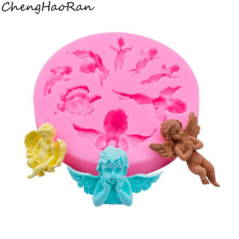 DIY Angel Baby Silicone Mold 8 Little Angel Wings Chocolate Fondant Bánh Thạch Cao Khuôn