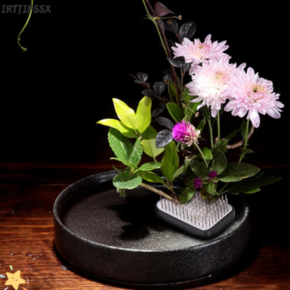 IRTJIFSSX Ikebana Kenzan, Chân kim hình chữ nhật Giá đỡ ghim hoa, Trang trí đế thép không gỉ chắc ch