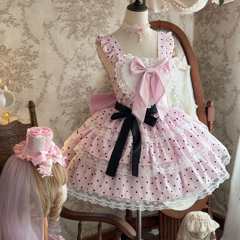 Lolita (Cream Ballet) jsk Sweet lolita Dress eo hẹp mỏng hơn Váy bánh