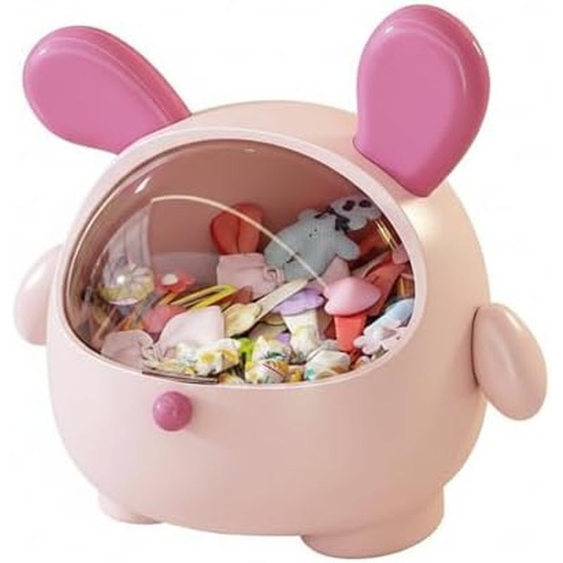 Hinged Lid Desktop Organizer Box, Compact PP Plastic Storage Container for Makeup, Jewelry, and Offi