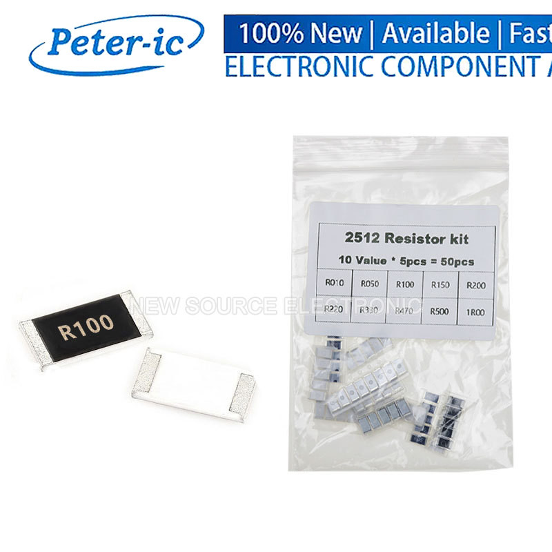 Bộ 50 2512 Điện Trở SMD Các Loại Bộ 10ValuesX5 Chiếc R010 ~ 1R00 Ohm 1% R100 R220 R050 R470 R330 Ohm
