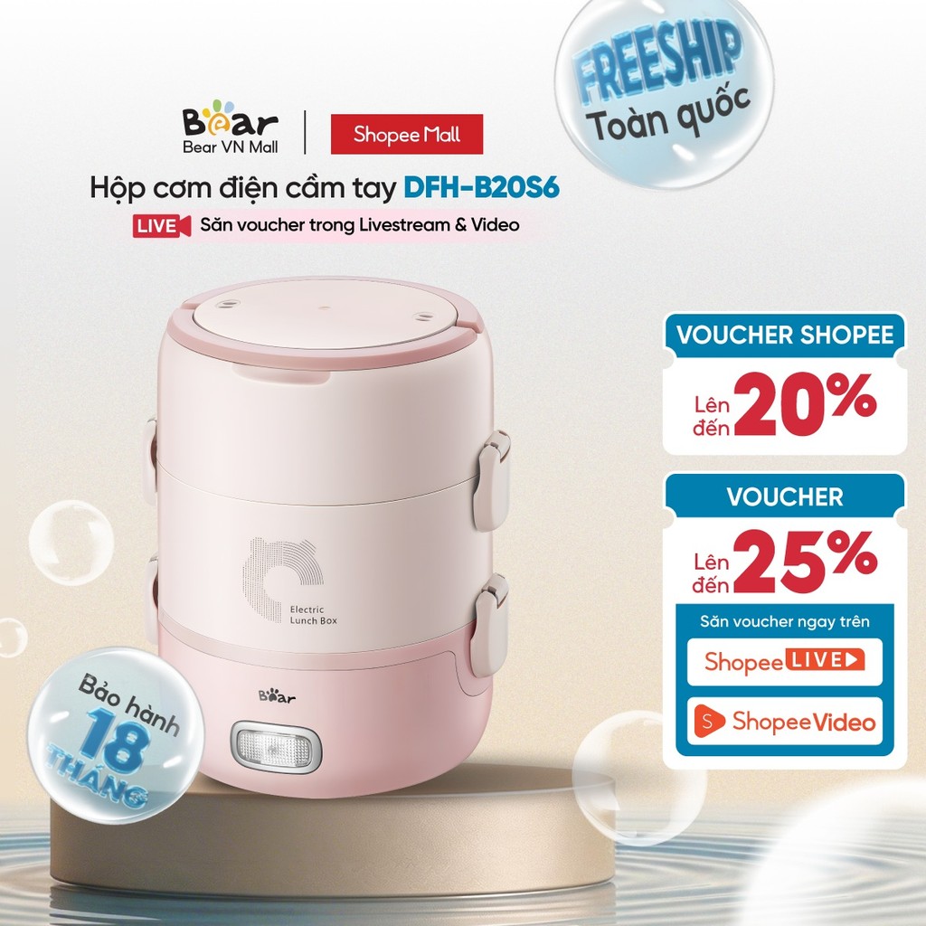 [Livestream] Hộp cơm điện cầm tay đa năng Bear DFH-B20S6