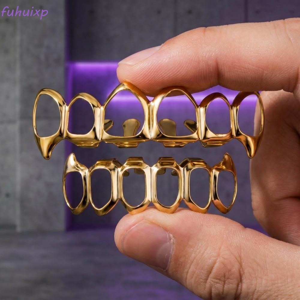 RAVEX Rỗng Răng Grillz Top Đáy Bộ, Bóng Chống Trơn Trượt Răng Grillz Mũ, Hợp Thời Trang Sáng Bóng Ră