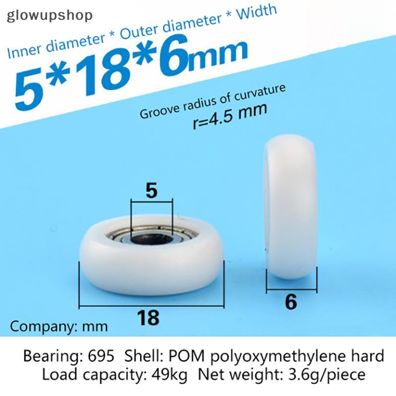 Glowupshop] 2 Chiếc 695ZZ 5x18x6mm POM Nylon Vòng Loại Con Lăn Bánh Xe POM Bọc 695ZZ Mang Ròng Rọc B