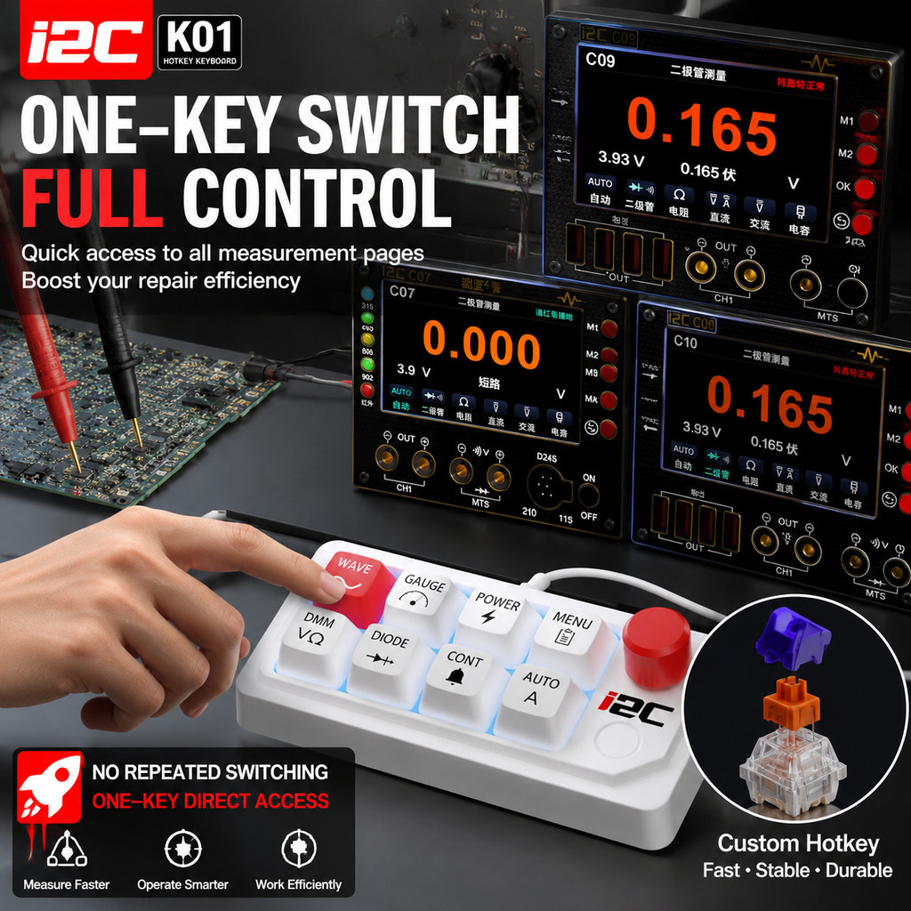 Bàn phím I2C K01 cho đồng hồ vạn năng dạng sóng C09 & C10 Chức năng một phím Chuyển đổi cải thiện hi