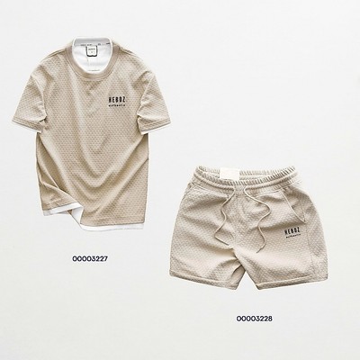 Set bộ nam HEBOZ layer authentic logo thêu cao cấp, chất thun dệt thoáng khí - 00003227 & 00003228