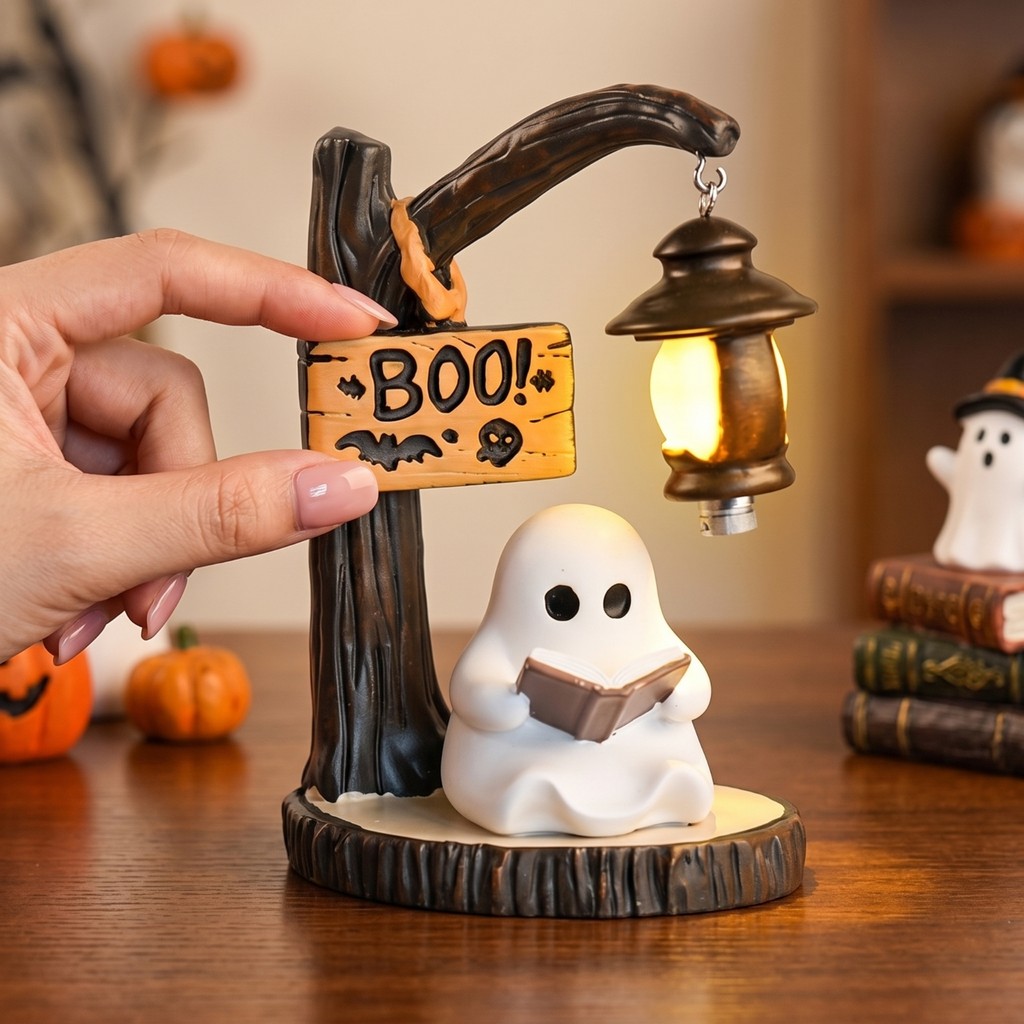 Ma Đọc Sách Đèn Halloween Theo Chủ Đề Nhựa Thủ Công Trang Trí Ma Tượng Nhỏ Gọn Để Bàn Nhỏ Gọn Đèn Nh