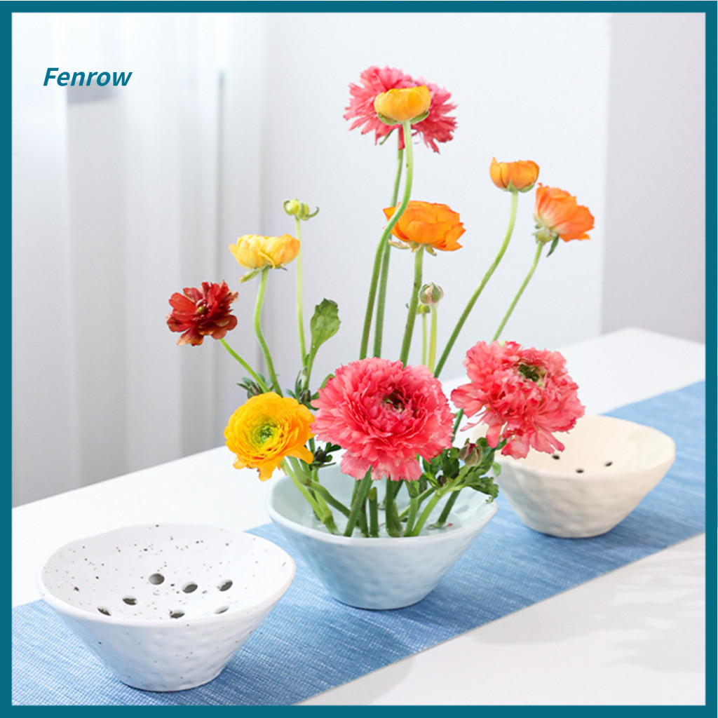 Bát cắm hoa gốm Fenrow Ikebana bền đẹp – Lọ cắm hoa kiểu Nhật trang trí bàn làm việc, nhà ở, lễ cưới