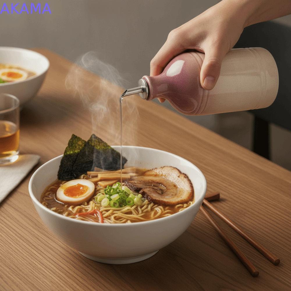 Bình nước tương AKAMA, Bình giữ ánh sáng bằng gốm sứ Thân chai dầu ô liu cổ điển Bắc Âu, Vòi nhọn kim loại dung tích lớn Bàn ăn chai giấm