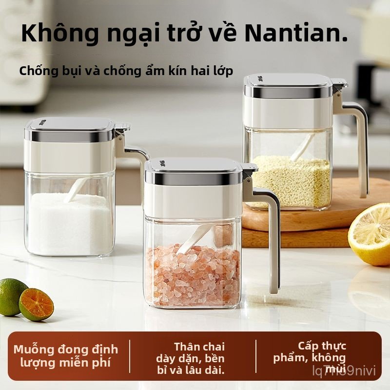 Lo dung gia vi thuy tinh nap kin chong am dung cho nha bep hop dung muoi hat tieu cao cap ban chay