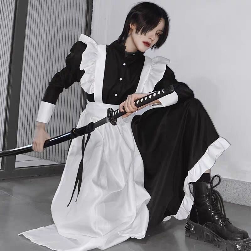 Người Giúp Việc Trang Phục Nam Mặc Hàng Ngày cosplay Dễ Thương Nhật Bản Gothic Váy Anime Người Giúp 
