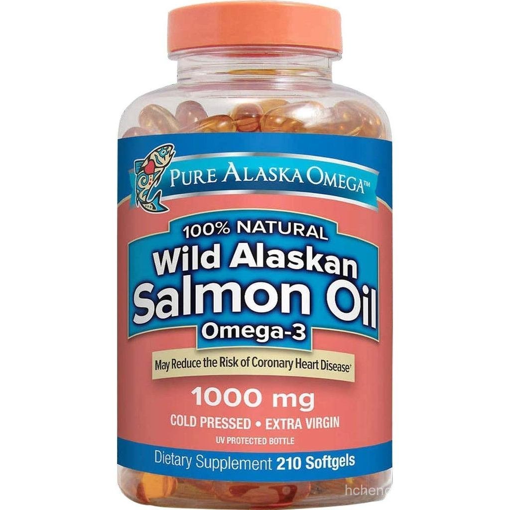 Dầu cá hồi Alaska Omega-3 Wild Alaska nguyên chất 1000mg Softgels, Cam, 210 Viên (Bao bì có thể khác