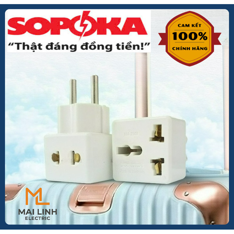 (Chính Hãng) Ổ Chia Điện Thông Minh SOPOKA P15 Chống Tuột Phích, 1 Chia 2 Cửa Có Ổ Cắm 3 Chấu, Tiện Lợi