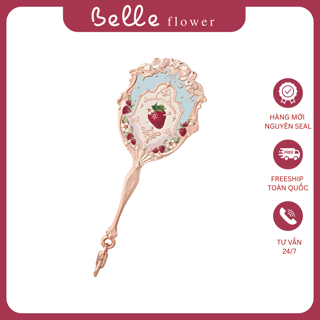 [TẶNG MÚT ĐÔI] Gương Mini Strawberry Rococo Flower Knows Gương Dâu Mini