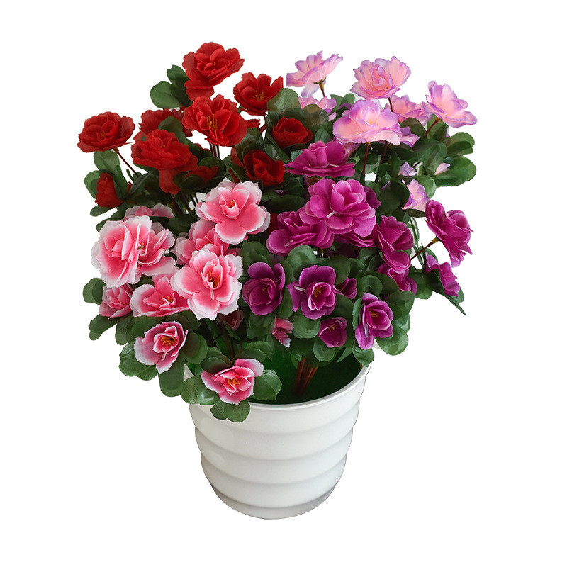 Nhánh Azalea nhân tạo Thân hoa Rhododendron giả có lá xanh Mô phỏng Azalea để trang trí nội thất