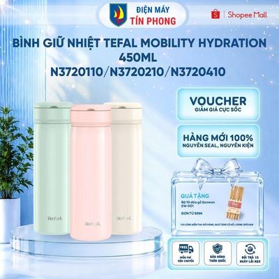 Bình Giữ Nhiệt Tefal Mobility Hydration 450ml N3720110N3720210/N3720410 - Xanh Bạc Hà/Be/Hồng