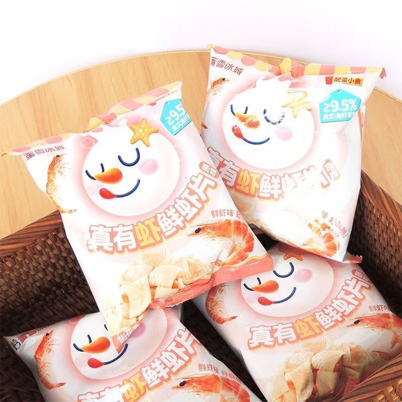 Chancan✨Mixue Ice City Tôm Thật Tôm Tươi Khoai Tây Chiên Hương Vị Nguyên Bản Mở Túi Người Ảnh Hưởng 