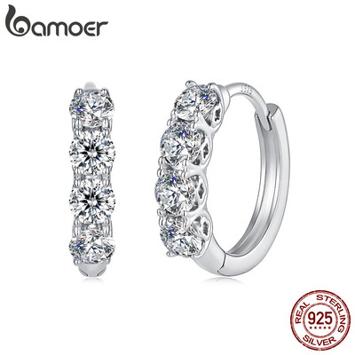 Bamoer Bạc 925 Vòng Bông Tai May Mắn Moissanite Trang Sức Quà Tặng Cho Nữ