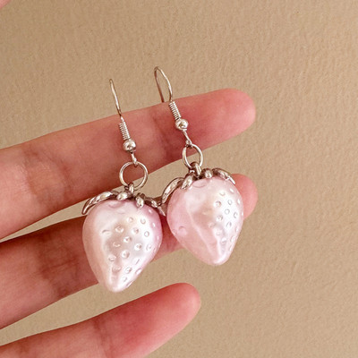 Pinkdudu Tinh Tế Ngọt Ngọc Trai Màu Hồng Dâu Tây Mặt Dây Chuyền Bông Tai Giọt Phong Cách Mềm Mại Hàn Quốc Dễ Thương Tòn Ten Giọt Cho Nữ PD2641