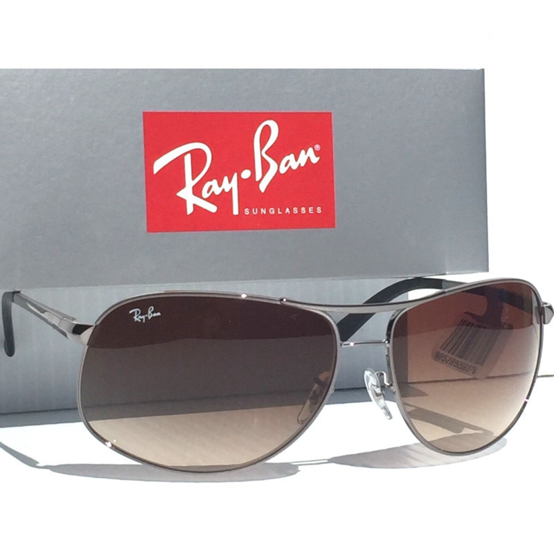 MỚI * Ray Ban AVIATOR BẠC 64mm w Brown Gradient Sunglass RB 3387 004