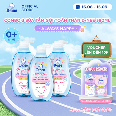 Combo 3 Tắm gội toàn thân em bé (<3 tuổi) D-nee 380 ML - New born
