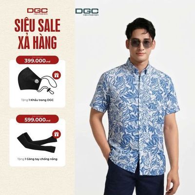 Sơ mi ngắn tay DGC họa tiết Dáng suông vạt bằng - SASNBE76M-S