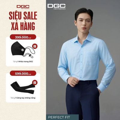Sơ mi dài tay DGC kẻ caro dáng ôm vạt lượn, Phong Cách Trẻ Trung - SASDBF26M