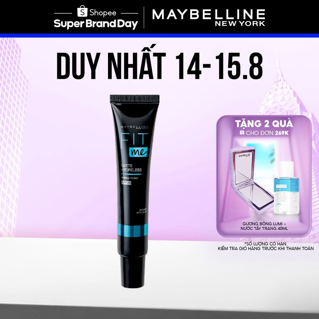 Kem Lót Kiềm Dầu Ngăn Xuống Tông SPF 20 Fit Me Primer Matte+Poreless Maybelline New York 30ml