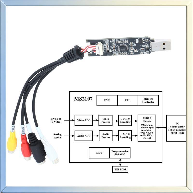 Any2Get5% tắt MS2107 Thẻ thu Video AV sang USB Hiệu suất cao Tiêu thụ điện năng thấp để lắp đặt chiế