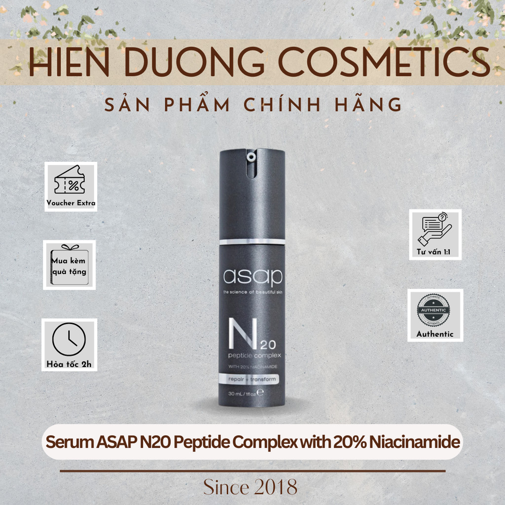 [Đại lý chính hãng] Serum ASAP N20 Peptide Complex with 20% Niacinamide | Phục hồi, chống lão hoá, s